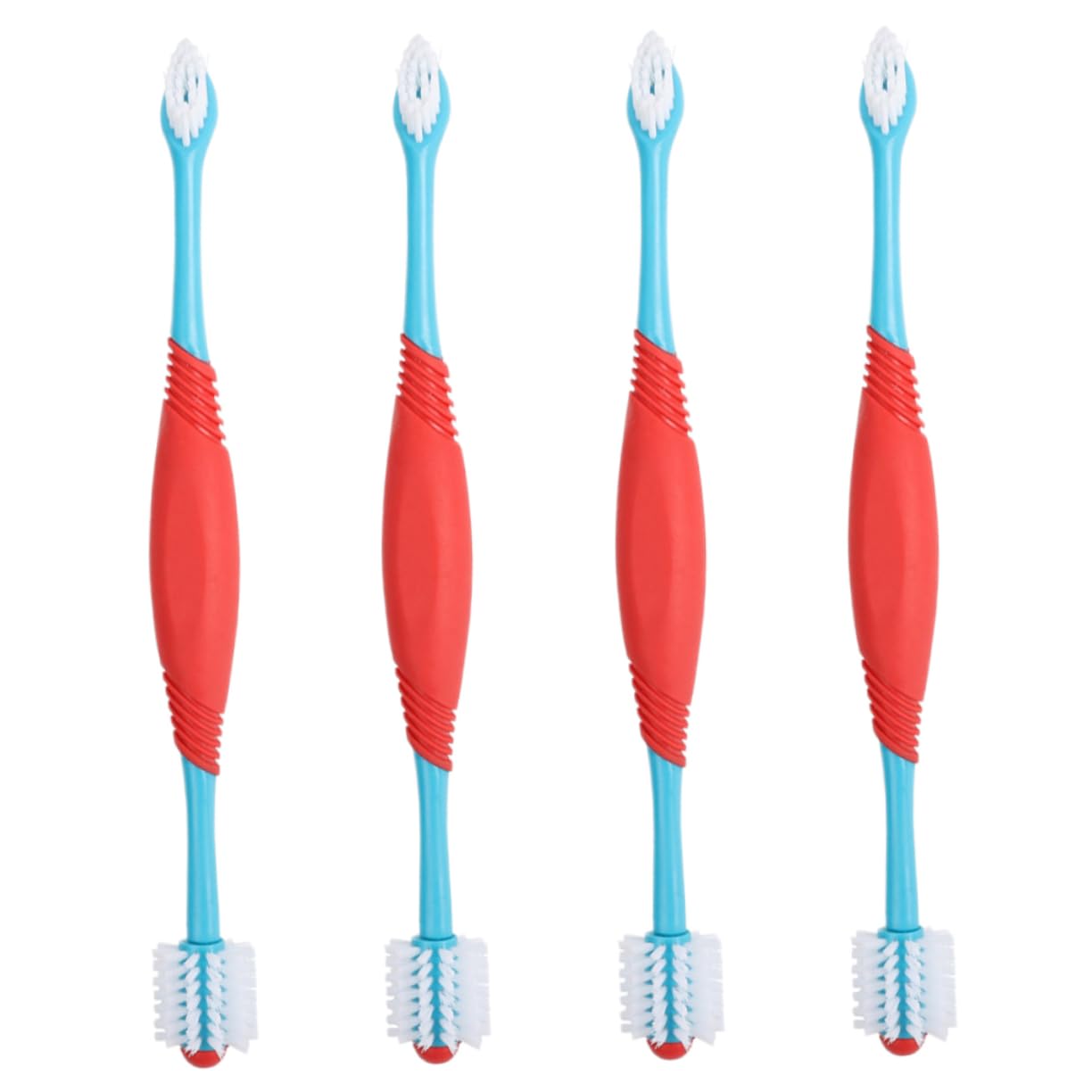 INOOMP Manual Dog Toothbrush Set 4pcs Dog Teeth Cleaners Small Brush Head Pet Oral Care Tools Soft Bristles Puppy Toothbrush