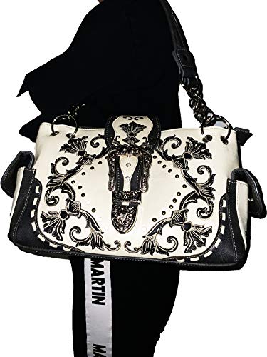 Western Rivet Flora Embroidery Buckle Shoulder Concealed Carry Handbag in 6 Colors GP939W1884
