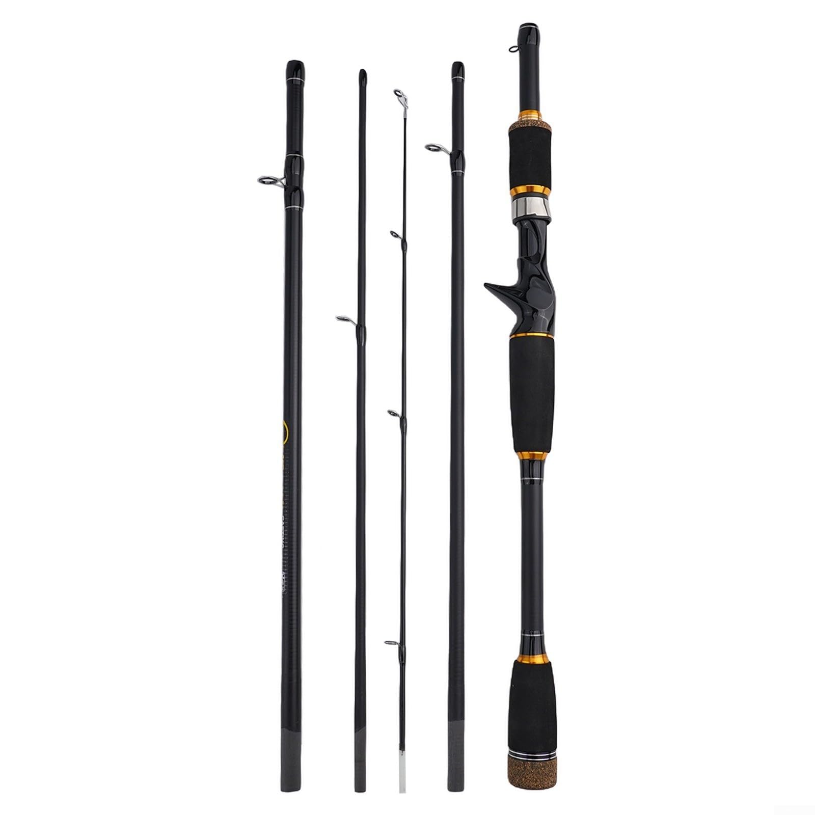 Caña de pescar de fibra de carbono 1.8/2.1m ML Viaje Spinning Rod Baitcasting Barra 4-5 Secciones Portátil