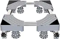 Suporte Para Geladeira Maquina De Lavar E Fogão Inox Com Rodinhas Base Carrinho Móvel Flexível (Básico(Sem centro suportes))