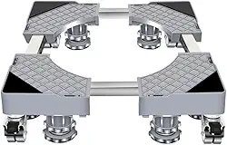 Suporte Para Geladeira Maquina De Lavar E Fogão Inox Com Rodinhas Base Carrinho Móvel Flexível (Básico(Sem centro suportes))