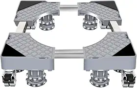 Suporte Para Geladeira Maquina De Lavar E Fogão Inox Com Rodinhas Base Carrinho Móvel Flexível (Básico(Sem centro suportes))