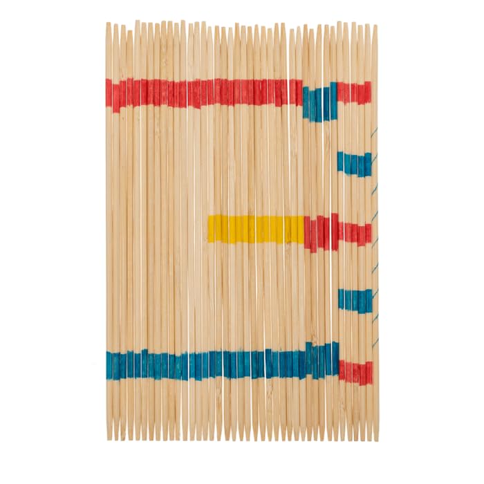 BLUECHOLON Mikado Skill Set, 41 Wooden Sticks, 19 cm, Wooden Box, Natural Wood With Red, Blue and Yellow Details, 19 Centímetros - Image 4