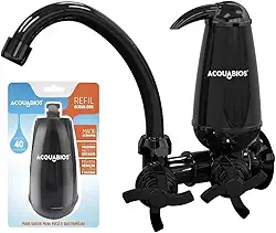 Torneira de Cozinha de Parede 1006-0122, Preta, com Filtro e Refil Extra 1007-0004