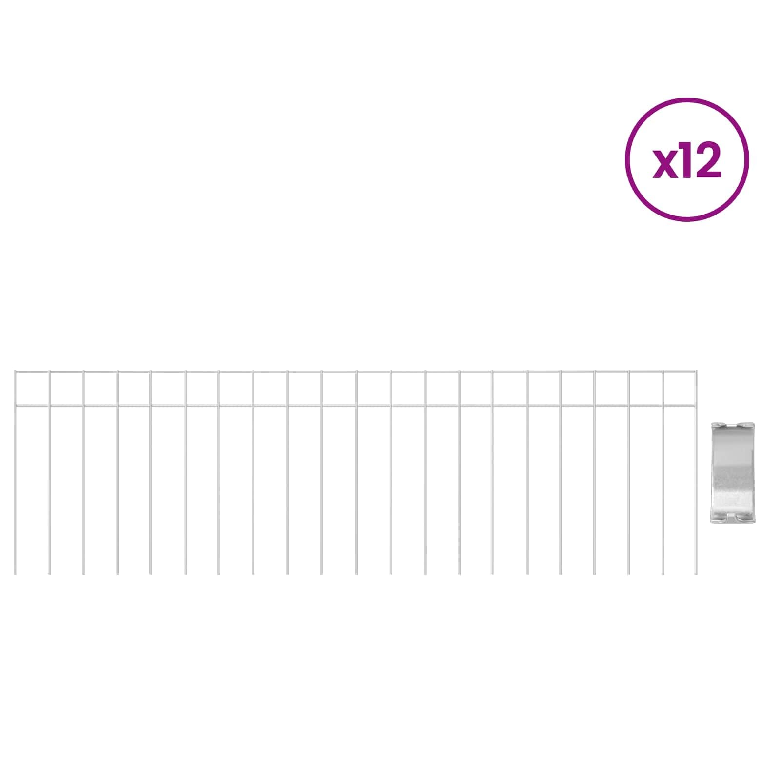 Panel ogrodzeniowy ogrodowy, 12 sztuk, stal ocynkowana, srebrna, odporna na warunki atmosferyczne, trwała, do ogrodu, na taras, balkon, ochrona przed wzrokiem