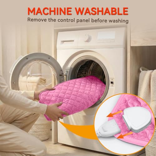 Image of King Size Heating Pad for Back Pain 32 inchx24 inch Extra Large Electric Heating Pad for Period Cramps Relief & Body Neck Shoulder Auto Shut Off Heat Pad Temperature Settings Machine Washable Pink