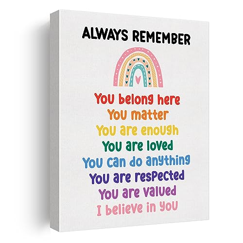 Inspirational Diversity Canvas Wall Art Decor Counseling Poster Painting Print Framed Picture Artwork for Inclusive School Counselor Office Classroom Decor 12 X 15 Inch