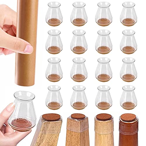 AnnSpa 16 Piezas Protector Pata Silla, Silicona Protectores Patas Sillas, Almohadillas de Fieltro Resistente al Desgaste, Proteger el Piso de Arañazos Ruidos, Tapas de Goma (18-25mm, Talla S) Cover
