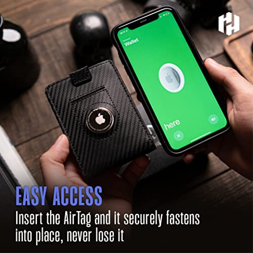 Hayvenhurst AirTag Wallet - Minimalist Slim Front Pocket Wallet - Genuine Leather Cash & Credit Card - Bifold Wallet for AirTag GPS Tracker (Black)4