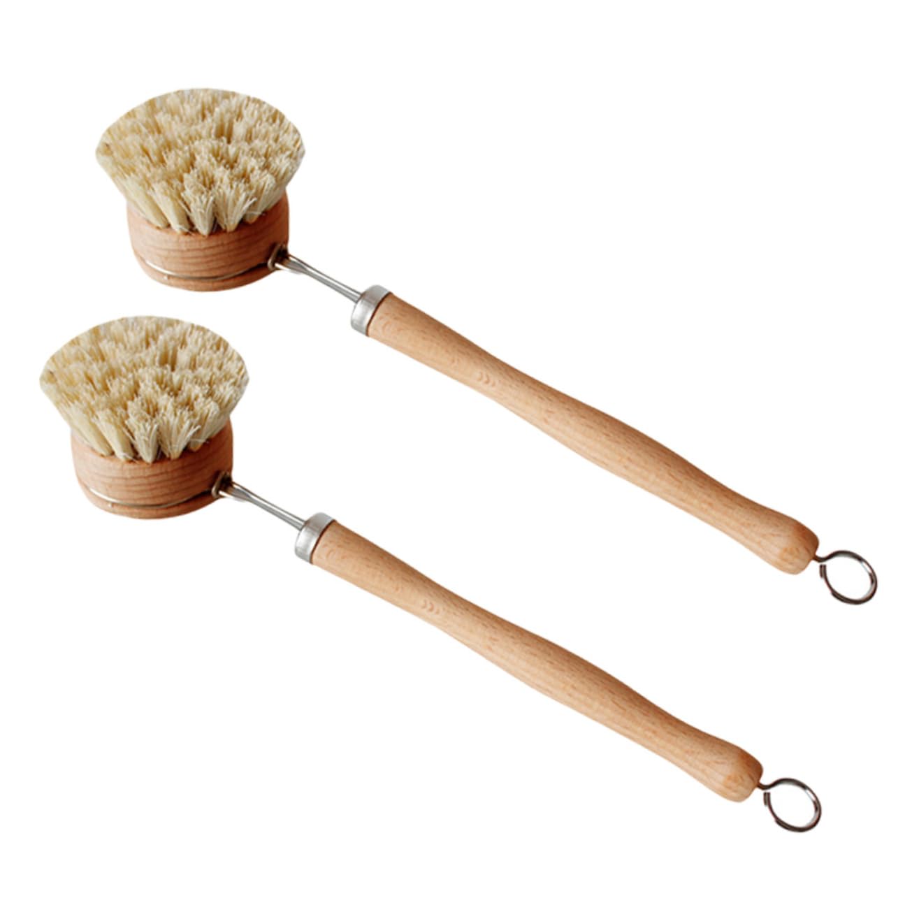 BESTYASH 2pcs Long Handle Cleaning Brush for Pots and Pans Non Slip Handle Design Easy to Store with Hanging for Kitchen Cleaning Tasks