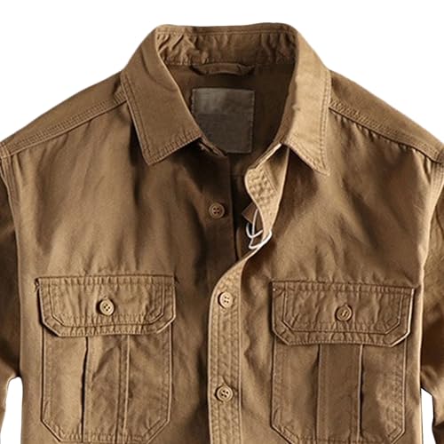 Men's Vintage Distressed Denim Shirts Cotton Casual Lightweight Trucker Jean Jacket Long Sleeve Button-Down Shirt3