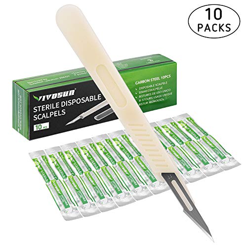 VIVOSUN Disposable Scalpels, Medical #11 High-Carbon Steel Blades, Plastic Handle Individually Foil Wrapped