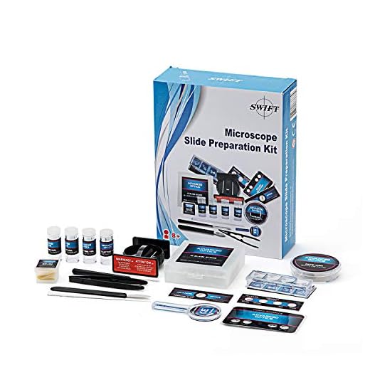 SWIFT Kids' Microscope Slide Preparation Accessory Kit, Includes 12 Blank Reusable Slides, 3X Mini Magnifying Glass, Prepared Specimens, and More