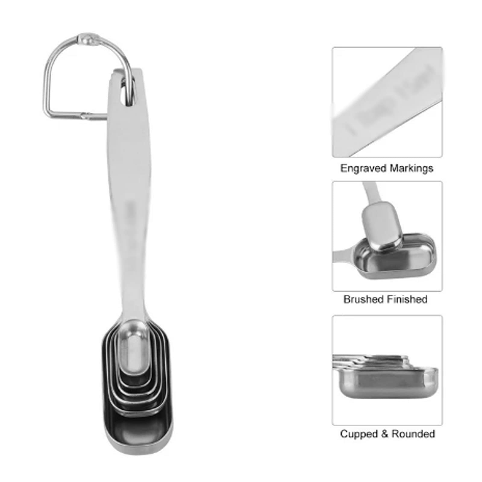 Cucharas de Cocina CS Juego de 6 cucharas medidoras de Acero Inoxidable Cucharas medidoras estrechas Cuchara para Especias en Polvo Cuchara para café Herramientas de medi