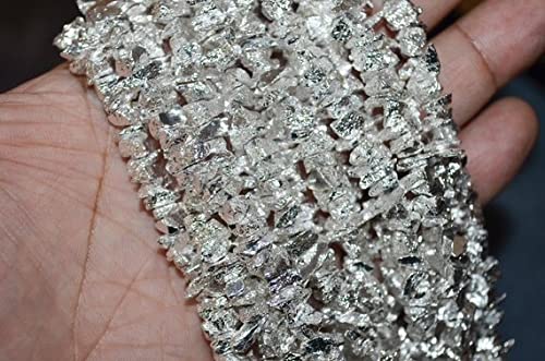 Pyrite argentée mate 5-7 mm LKBEADS, rang de perles pépites de 16 pouces pour DIY