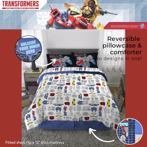 Image of Transformers Optimus Prime Kids Bedding Super Soft Microfiber Comforter and Sheet Set, 5 Piece Full Size, (Officially Licensed Product) by Franco