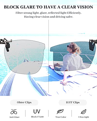 LUFF Polarized Clip On Sunglasses for Men Women Flip up Sunglasses Clips for Myopia Nearsighted Glasses Anti-Glare UV400 Protection - Image 3