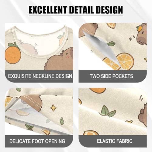 senya Capybara Cute Orange Slices Summer Pajamas Set Short Cotton Sleepwear 2 Piece4