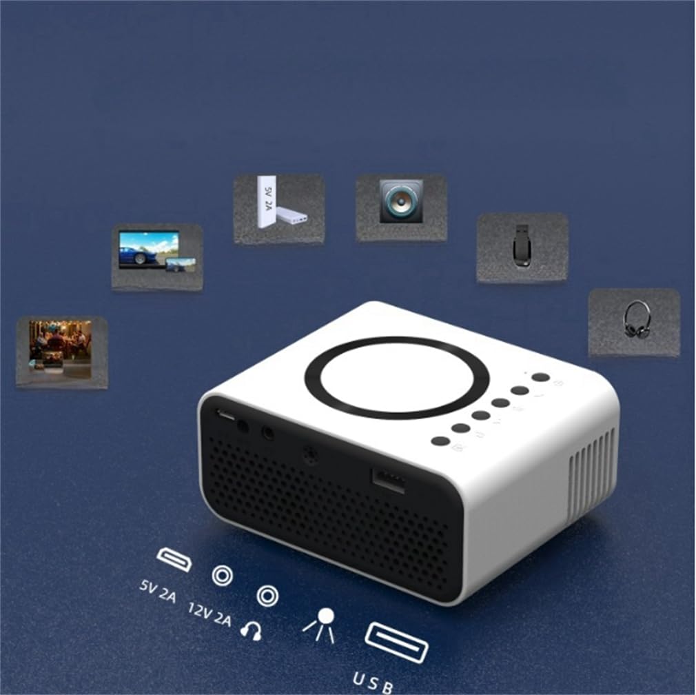 Proiettore Video Home Cinema Full HD 1080P, Proiettore Video per Home Cinema, Potente Performance, Operazione Stabile, Compatibile con Il Computer Portatile Telefonico,Black