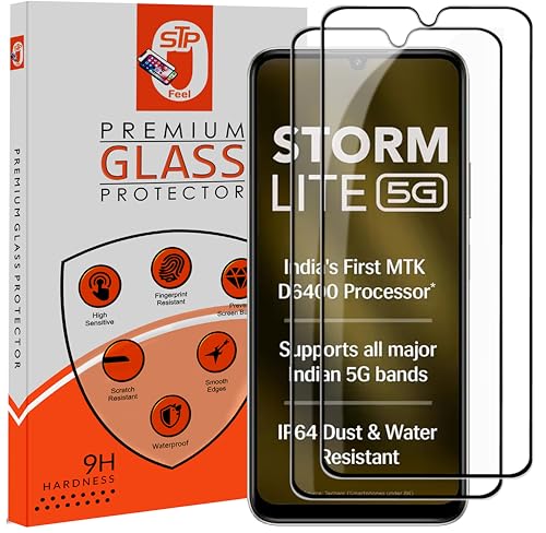 Image of Premium Tempered Glass Screen Protector Guard Compatible For Lava Storm Lite 5G / Lava Storm Play 5G (6.75 Inch, Pack of 2) | Edge to Edge Coverage With Easy to installation kit