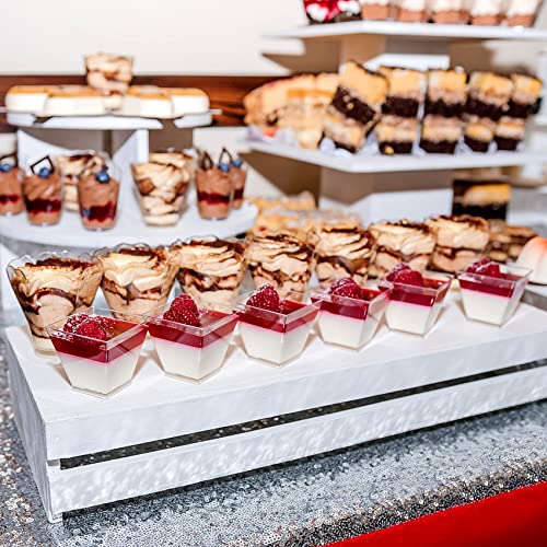 Image of Colovis Mini Dessert Cups, 100 CT 2oz Clear Plastic Parfait Appetizer Cups with Spoons Mini Square Dessert Bowls for Serving, Tasting (100)