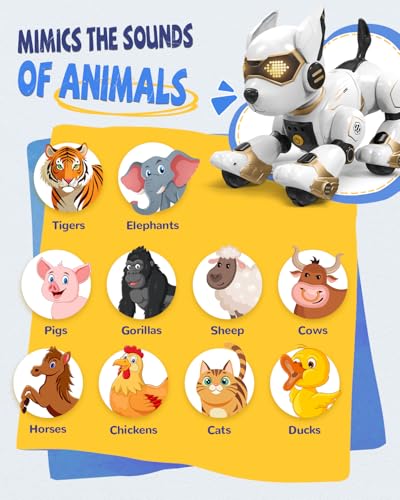 anysun Roboter Hund, Intelligenter Roboter Hund Kinder, Roboterhund Spielzeug ab 3 Jahre mit Wiederaufladbarer Batterie, Programmierbarer Roboterhund mit Sprachbefehle, Fernbedienung, Berührungssensor