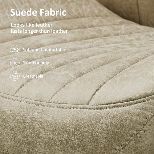 Image of High Back Home Office Chair, Mid Century Vintage Executive Chair,Comfy Ergonomic Rolling Office Task Chair with Lumbar Support, Faux Leather Office Chair,Beige