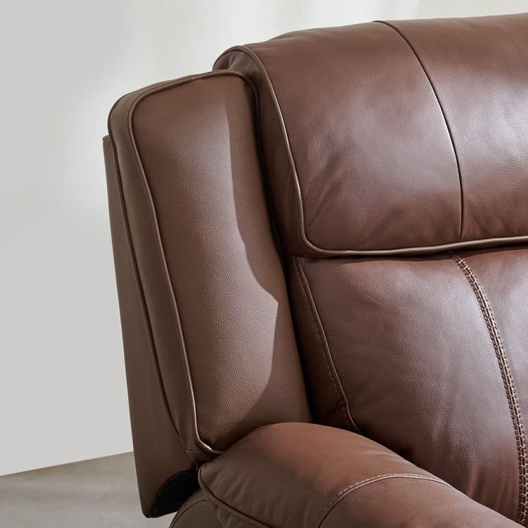 Image of Home Centre | Torino Half Leather 1-Seater Recliner | Recliner Sofa for Living Room | Solid Wood | Brown | 2 Year Warranty