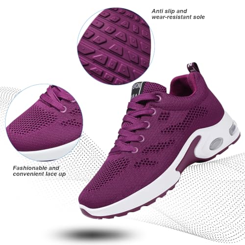 Image of Padgene Womens Sneakers Air Cushion Running Shoes Lightweight Tennis Walking Shoes Mesh Breathable Gym Work Fashion Sneakers Athletic Comfortable Casual