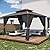 LVUYOYO 10'X12' Hardtop Gazebo, Aluminum Frame Canopy with Double Galvanized Steel Roof, Permanent Pavilion with Netting & Curtains, Outdoor Metal Gazebo for Garden, Lawn, Backyard, Deck (Dark Grey)