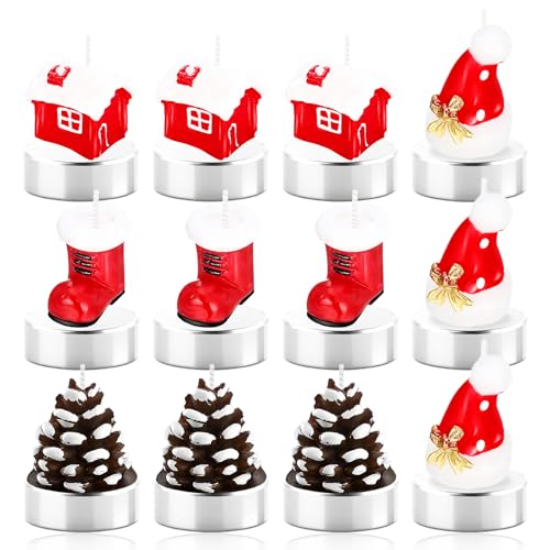 12 Stück Weihnachten Teelichter Kerzen, Weihnachten Kerzen...