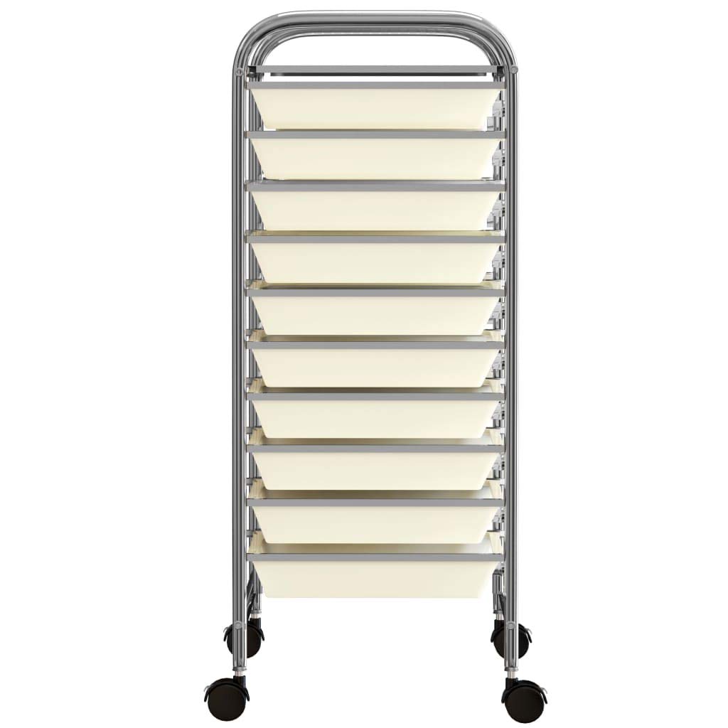 Carrito de almacenaje portátil 10 cajones plástico Blanco, Carrito Auxiliar con Ruedas, Carro Almacenaje, Carrito Peluqueria, Carro Cocina, Carro Organizador