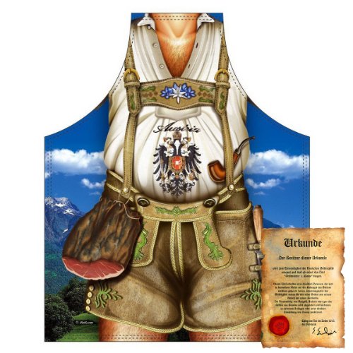 Preisvergleich Produktbild bedruckte Fun Grill Schürze - Motiv: Austria Mann braun - Spaß Grillschürze Kochschürze Weihnachten Tracht Nikolaus Küche Winter