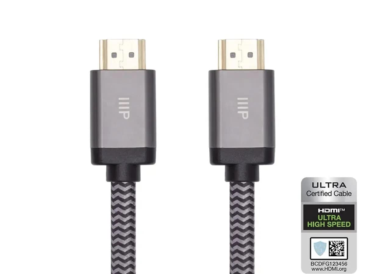 Monoprice Cavo HDMI ad altissima velocità intrecciato 8K - 20 piedi - nero | HDMI 2.1, 8K a 60Hz, 48Gbps, CL2 a parete, 24AWG, compatibile con PS 5, Playstation 5 Digital Edition, Xbox X, Xbox S