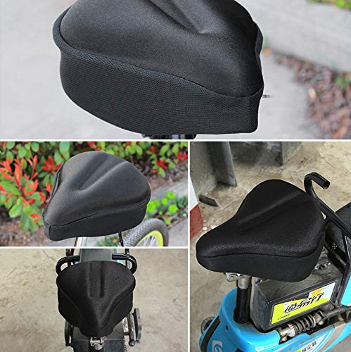 Free-fly Large Bike Seat Cushion with Drawstring- Extra Soft Gel Bicycle Seat - Non-Slip Bike Seat Pad Cover - Fits Cruiser and Stationary Bikes, Indoor Cycling(Black) - Thumbnail 4