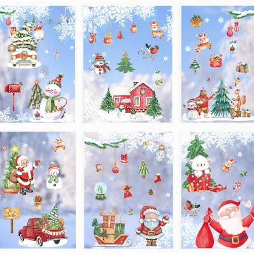 Fensterbilder Weihnachten Selbstklebend, 241Stk Aquarell Fensterdeko...