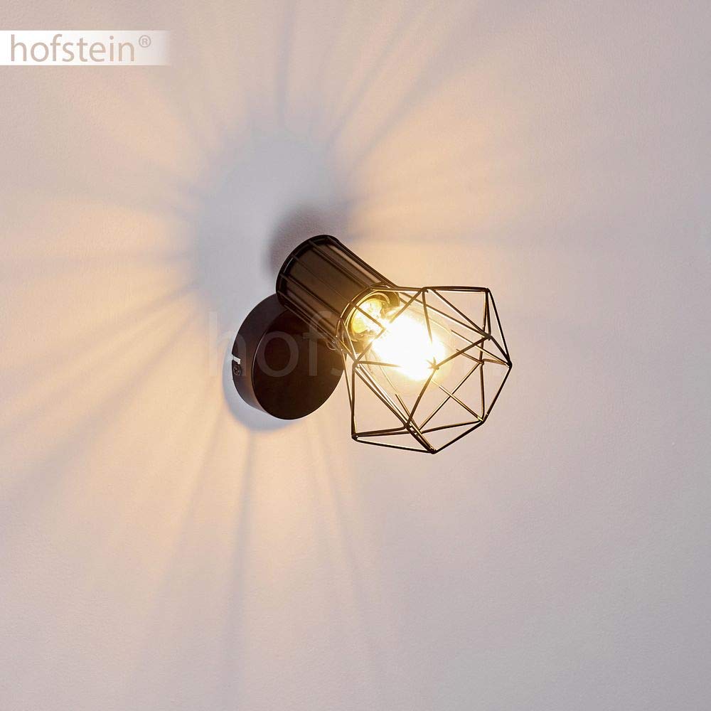 Lampada da parete Bardhaman, lampada regolabile in metallo in nero, 1 luce, 1 x E27, spot da parete retro/vintage in design a traliccio con interruttore on/off sull'alloggiamento, senza lampadina/e