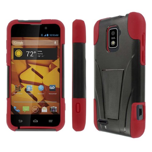 Empire MPERO IMPACT X Series Kickstand Case for ZTE Warp 4G N9510 - Retail Packaging - Black/Red