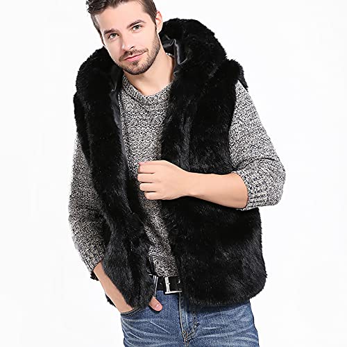 Ymosrh Men's Puffer Vest Outdoor Winter Faux Fur Vest Hooded Sleeveless Jacket Fleece Vest Vest With Hood, S-3XL2