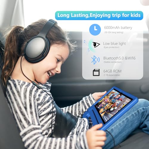 Image of YACXBTK Tablet for Kids Age 3-12 10.1 inch Android 14 6000mAh 8GB RAM+64GB ROM(Expandable to 1TB Kids Tablet WiFi6 Google Kids Space Parental Control 1280 * 800 HD Screen