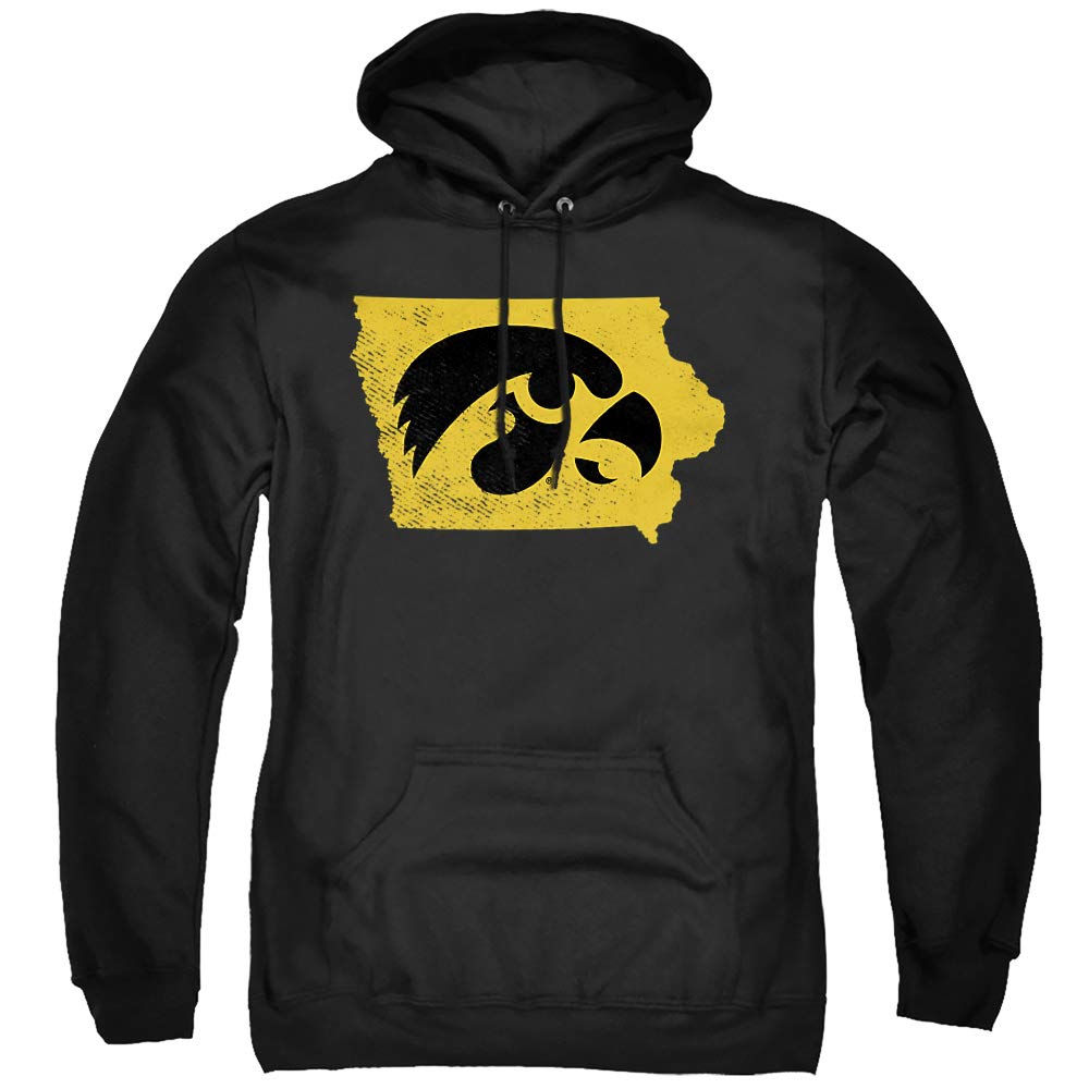 University of Iowa Official State Shape Unisex Adult Pull-Over Hoodie,Black, Small