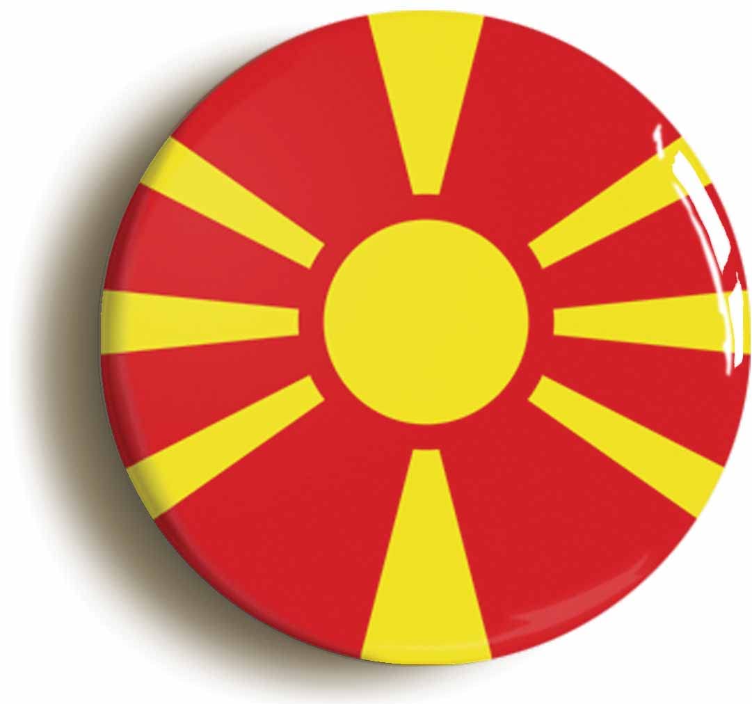 Ozorath North Macedonia National Flag Fridge Magnet (Circular 2Inch / 50Mm Diameter)