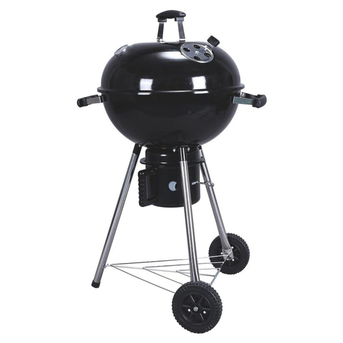 Intec – Barbacoa de carbón de leña con trípode Ø57 cm, rejilla para cocción y tapa, termostato para cenizas, barbacoa, redonda, 2 ruedas, cocina exterior, jardín, terraza