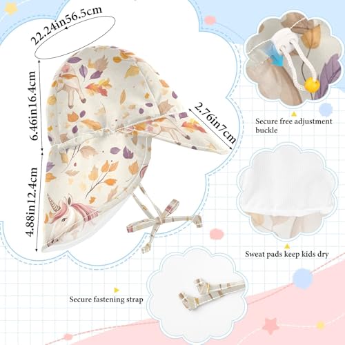 Kid Sun Hat Baby Boys' Hat Toddler Girl UPF 50 Neck Flap Traveling Camping Hat Cartoon Cute White Unicorns4
