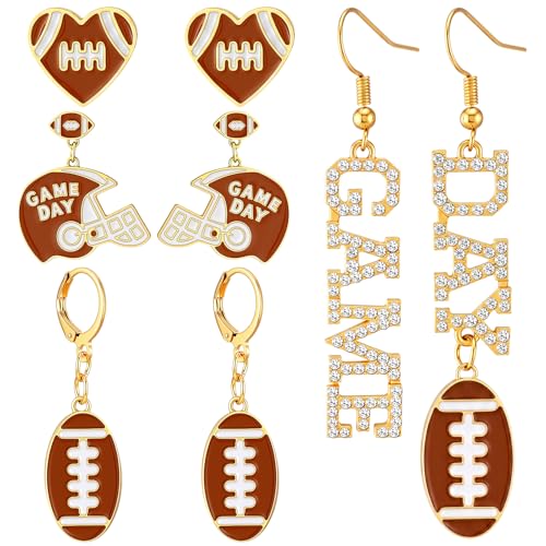 Image of Liliaafar 4 Pairs Game Day Football Earrings for Women