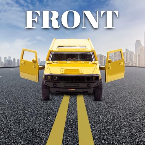Image of Toy Cloud DieCast Model Cars Hummer Metal Car for Kids Pull Back Action Opening Doors Toy Cars for Boys 5-8 Years - Yellow