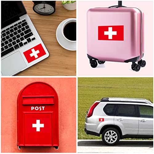 Image of QQSD Switzerland Flag Sticker Swiss Decal in Multiple Sizes, 3 Pack, 11.7 x 8.3 Inches