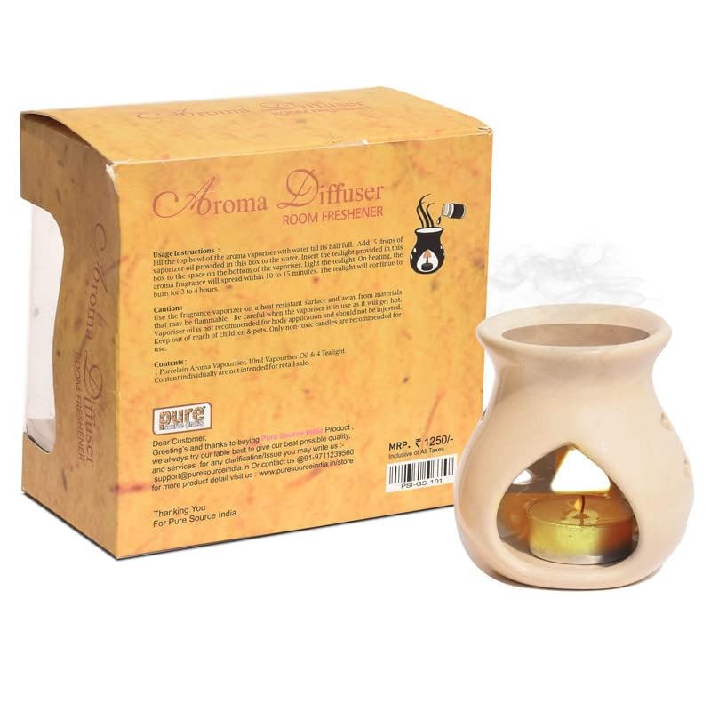 Image of Pure Source India Aroma Set with 10ml Relaxing Aroma Oil and 4 Tea Candles,