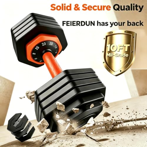Image of FEIERDUN Adjustable Dumbbell Set, Weight Set for Home Gym, 5 /10-in-1 Free Weight Adjustable Dumbbells, Single Hand Twist Adjust with Non-Slip Handles, 90% Space Saving Strength Training for both Men&Women