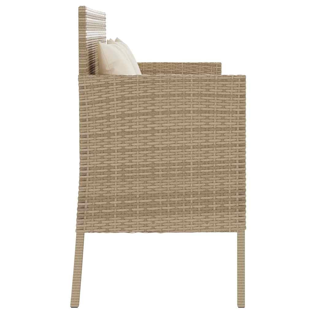 Panca da giardino in polyrattan con contenitore e cuscino, beige, in rattan sintetico, con borsa impermeabile, cuscino imbottito spesso con rivestimento rimovibile, molla a gas